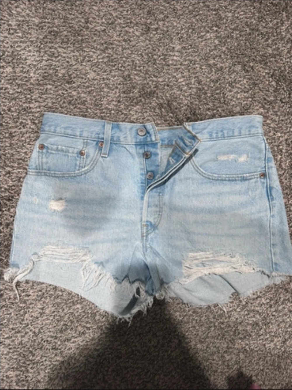 Levi's Light Blue Ripped Denim Shorts